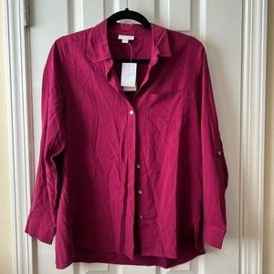 NWT J. Jill Plum Pink Button Down Top Size: SP